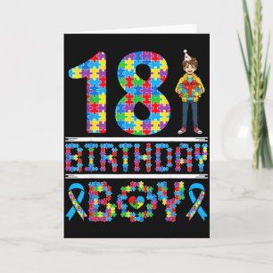 Autism Awareness 18th Birthday Boy Puzzle Piece 18 Card