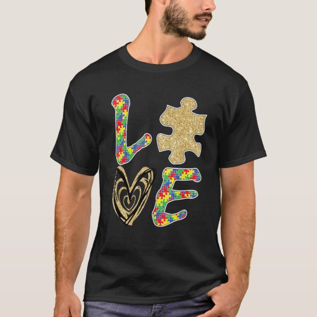Autism Awareness 2023 Love and Cute Puzzle Piece D T-Shirt (Front)
