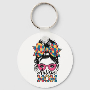 Autism Awareness 2025 Autism Mum Coquette Bow Puzz Key Ring