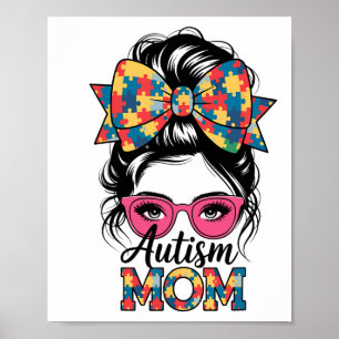 Autism Awareness 2025 Autism Mum Coquette Bow Puzz Poster