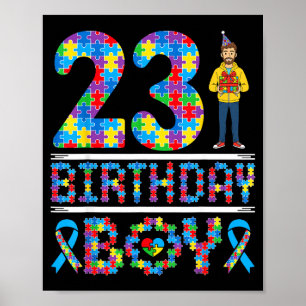 Autism Awareness 23rd Birthday Boy Puzzle Piece 23 Poster