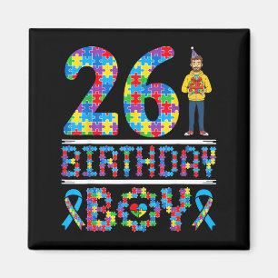Autism Awareness 26th Birthday Boy Puzzle Piece 26 Magnet