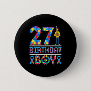 Autism Awareness 27th Birthday Boy Puzzle Piece 27 6 Cm Round Badge
