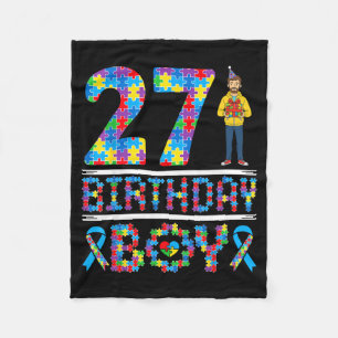 Autism Awareness 27th Birthday Boy Puzzle Piece 27 Fleece Blanket