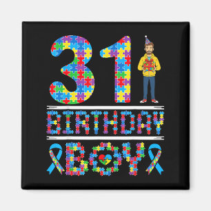 Autism Awareness 31st Birthday Boy Puzzle Piece 31 Magnet