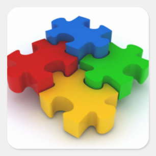 Autism Awareness 3D Puzzle Pieces Stickers
