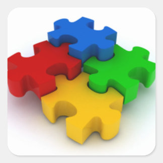 Autism Awareness 3D Puzzle Pieces Stickers