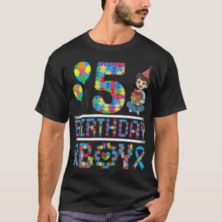 Autism Awareness 5Th Birthday Boy Puzzle Piece 5 T-Shirt
