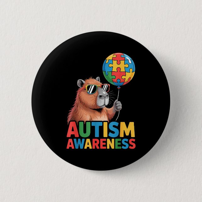 Autism awareness  6 cm round badge (Front)