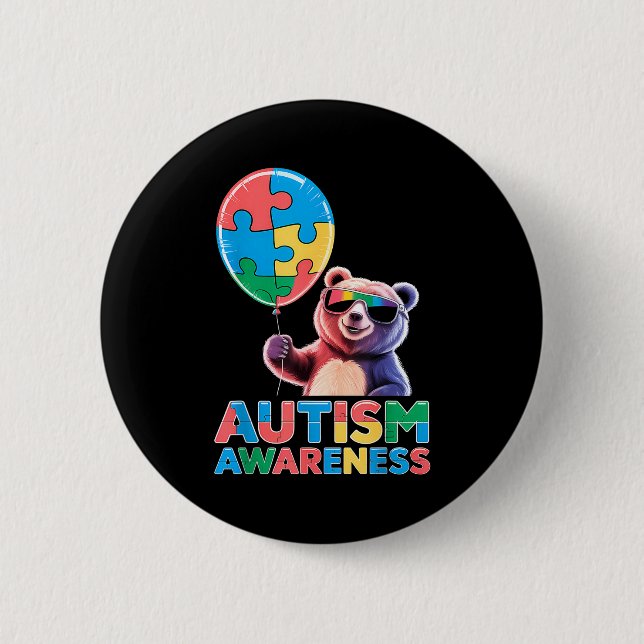 Autism awareness  6 cm round badge (Front)