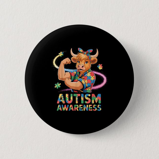 Autism awareness  6 cm round badge (Front)