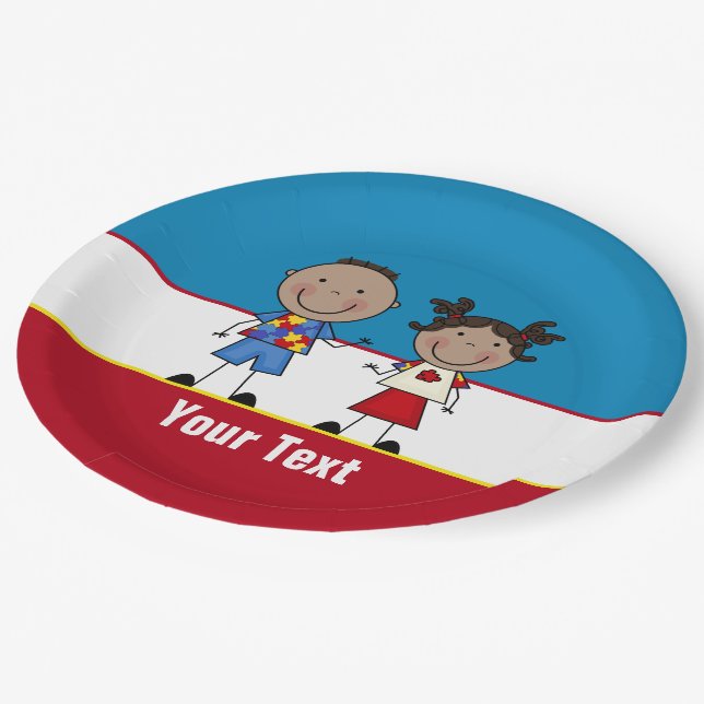 Autism Awareness 9" Standard Paper Plates (Angled)
