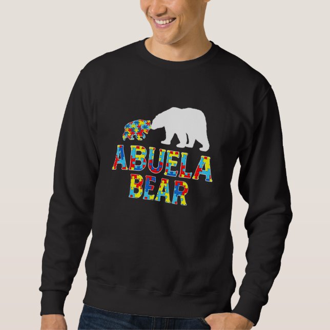 Autism Awareness Abuela Bear Puzzle Support Autist Sweatshirt (Front)