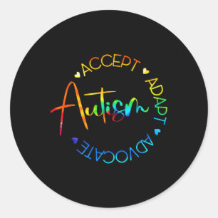 Autism Awareness Accept Adapt Advocate Autism Mum Classic Round Sticker