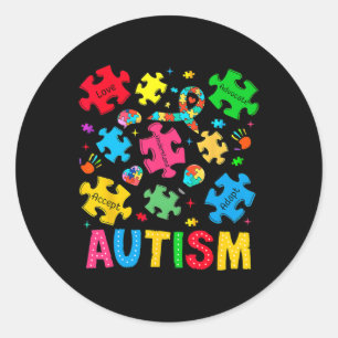 Autism Awareness Accept Adapt Advocate Autism Mum Classic Round Sticker
