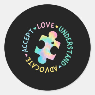 Autism Awareness Accept Adapt Advocate Autism Mum Classic Round Sticker