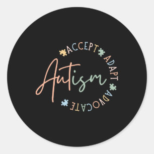 Autism Awareness Accept Adapt Advocate Autism Mum Classic Round Sticker