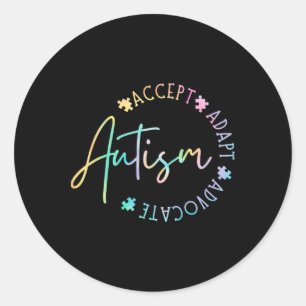 Autism Awareness Accept Adapt Advocate Autism Mum  Classic Round Sticker