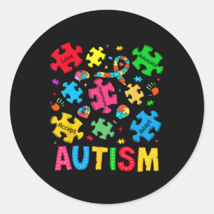 Autism Awareness Accept Adapt Advocate Autism Mum Classic Round Sticker