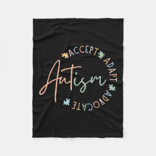 Autism Awareness Accept Adapt Advocate Autism Mum Fleece Blanket