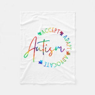 Autism Awareness Accept Adapt Advocate Autism Mum  Fleece Blanket