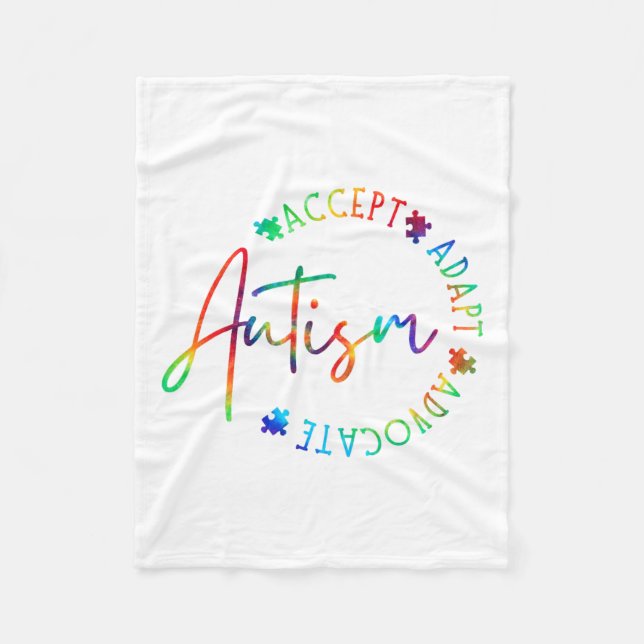 Autism Awareness Accept Adapt Advocate Autism Mum  Fleece Blanket (Front)