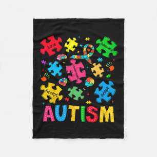 Autism Awareness Accept Adapt Advocate Autism Mum Fleece Blanket