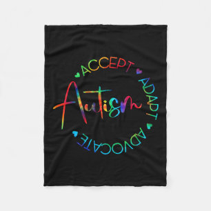 Autism Awareness Accept Adapt Advocate Autism Mum Fleece Blanket