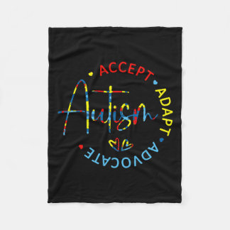 Autism Awareness Accept Adapt Advocate Autism Mum Fleece Blanket