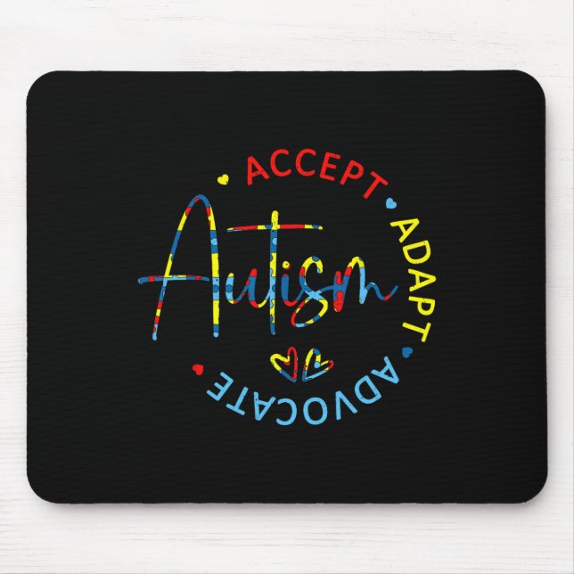 Autism Awareness Accept Adapt Advocate Autism Mum  Mouse Mat (Front)