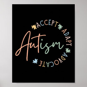Autism Awareness Accept Adapt Advocate Autism Mum Poster