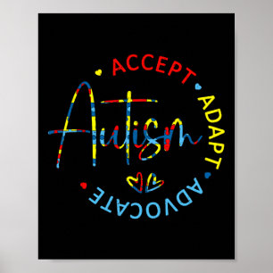 Autism Awareness Accept Adapt Advocate Autism Mum  Poster
