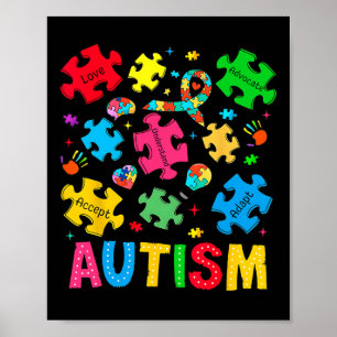 Autism Awareness Accept Adapt Advocate Autism Mum  Poster