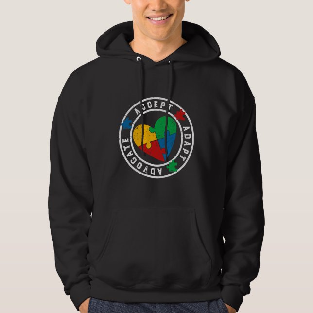 Autism Awareness Accept Adapt Advocate Colourful H Hoodie (Front)