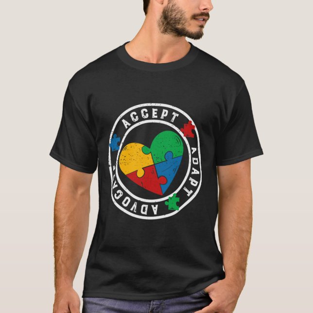 Autism Awareness Accept Adapt Advocate Colourful H T-Shirt (Front)