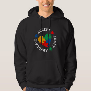 Autism Awareness Accept Adapt Advocate Colourful L Hoodie