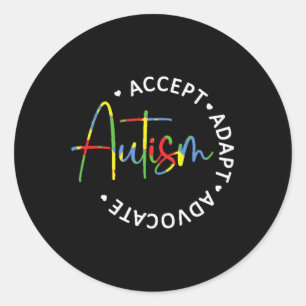 Autism Awareness Accept Adapt Advocate Long Sleeve Classic Round Sticker