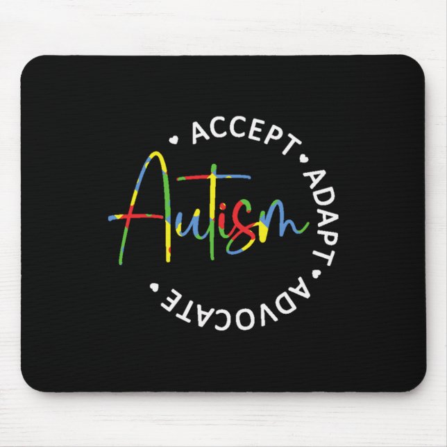 Autism Awareness Accept Adapt Advocate Long Sleeve Mouse Mat (Front)
