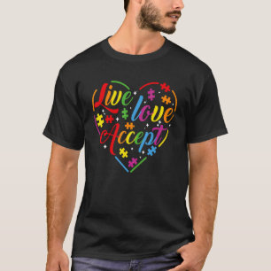 Autism Awareness Accept Live Love Asd Rainbow Puzz T-Shirt