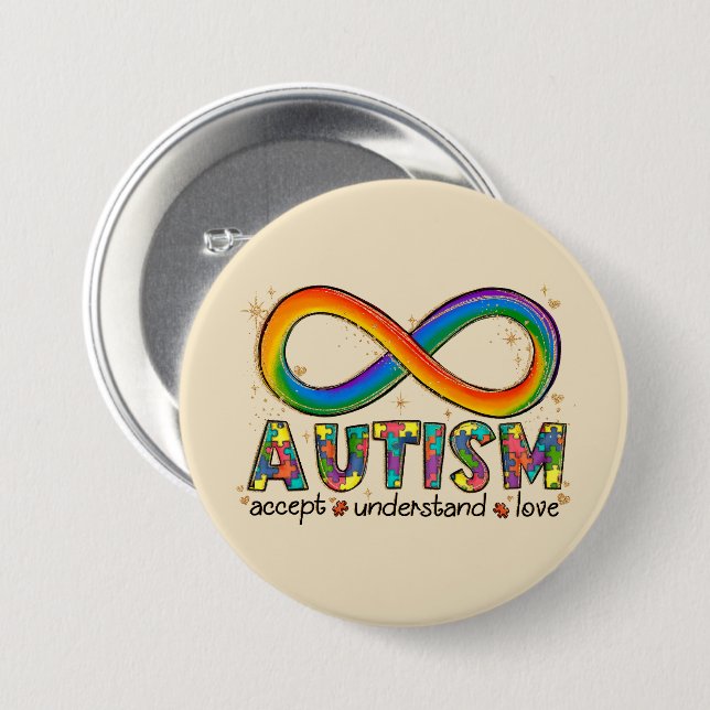 Autism Awareness Accept, Love, Understand 7.5 Cm Round Badge (Front & Back)