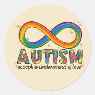 Autism Awareness Accept, Love, Understand Classic Round Sticker
