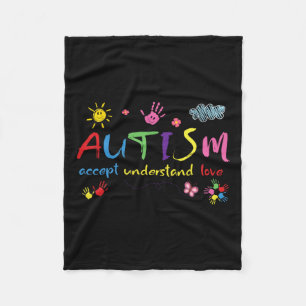 Autism Awareness Accept Love Understand Girl Women Fleece Blanket