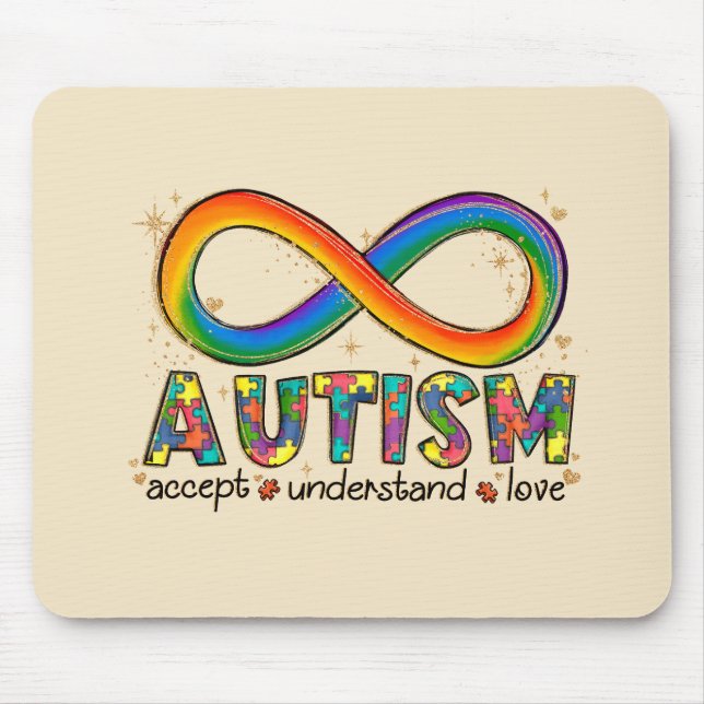 Autism Awareness Accept, Love, Understand Mouse Mat (Front)