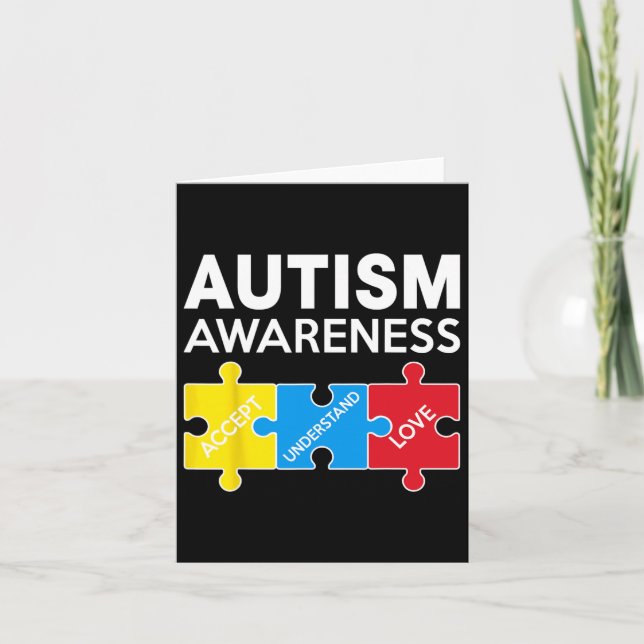 Autism Awareness Accept Support Love Puzzle Men Wo Card (Front)
