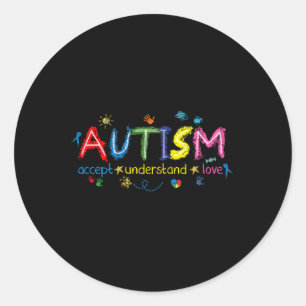 Autism Awareness Accept Understand Love Asd Suppor Classic Round Sticker