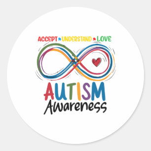 Autism Awareness Accept Understand Love Autism Classic Round Sticker