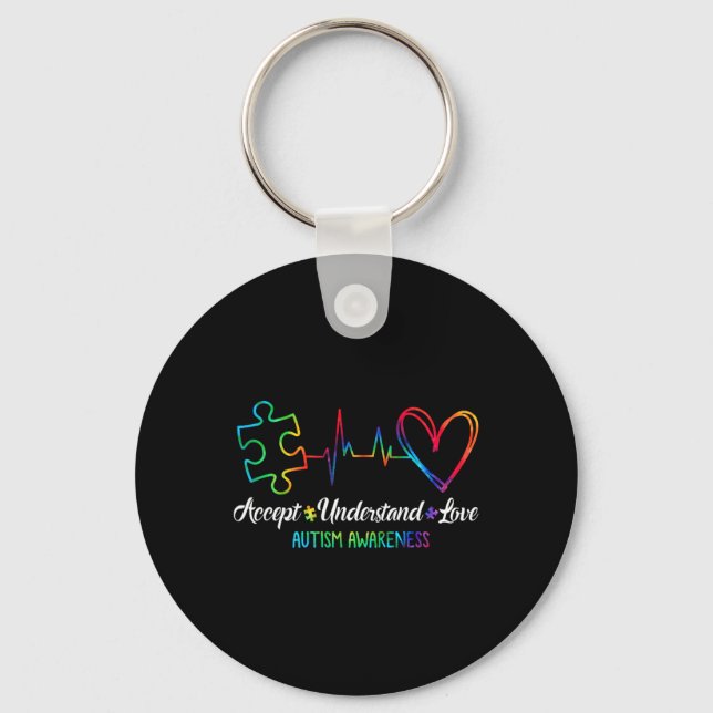 Autism Awareness Accept Understand Love Autism Mum Key Ring (Front)