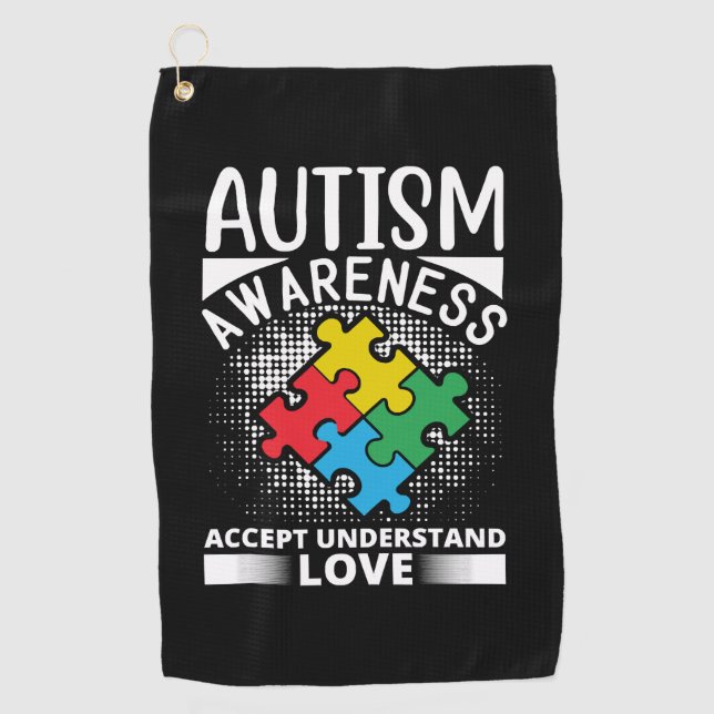 Autism Awareness Accept Understand Love Golf Towel (Front)