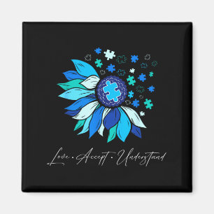 Autism awareness accept understand love sunflower magnet