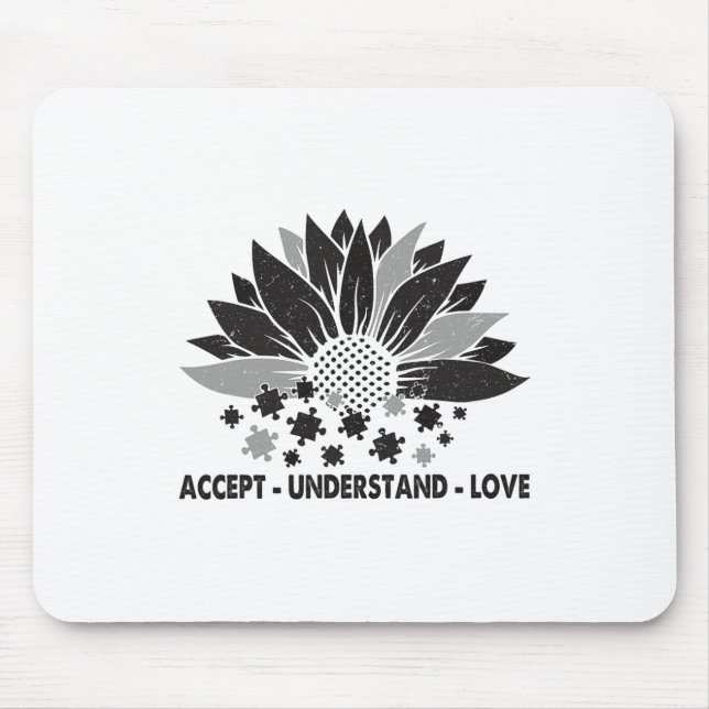 Autism Awareness Accept Understand Love Sunflower  Mouse Mat (Front)